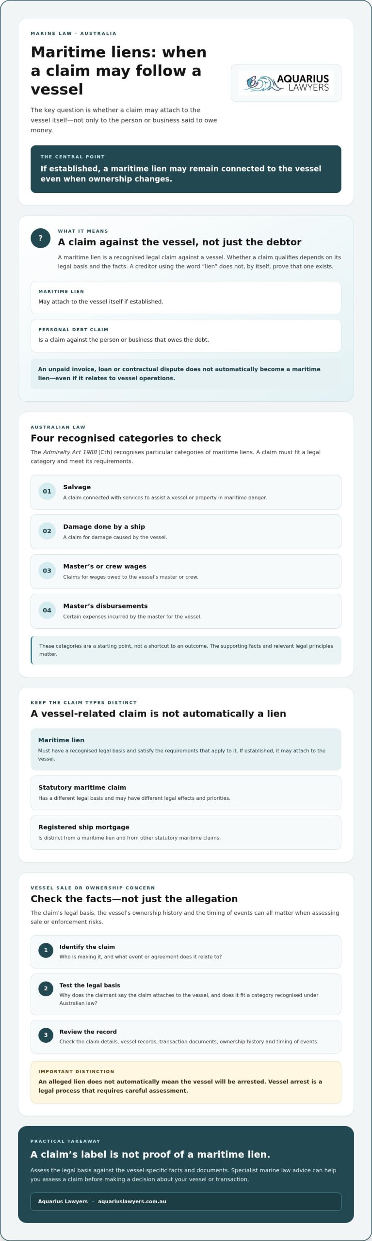 Maritime Liens in Australia: A Guide for Vessel Owners
